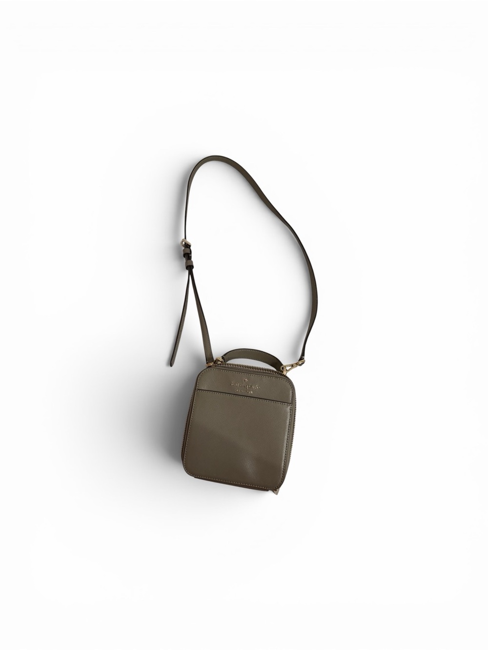 Kate Spade Saffiano Leather Crossbody Bag Taupe Gray Top Handle